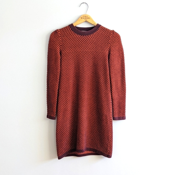 COS Raised Knit Long Sleeve Dress Orange Plum XS - Picture 2 of 8